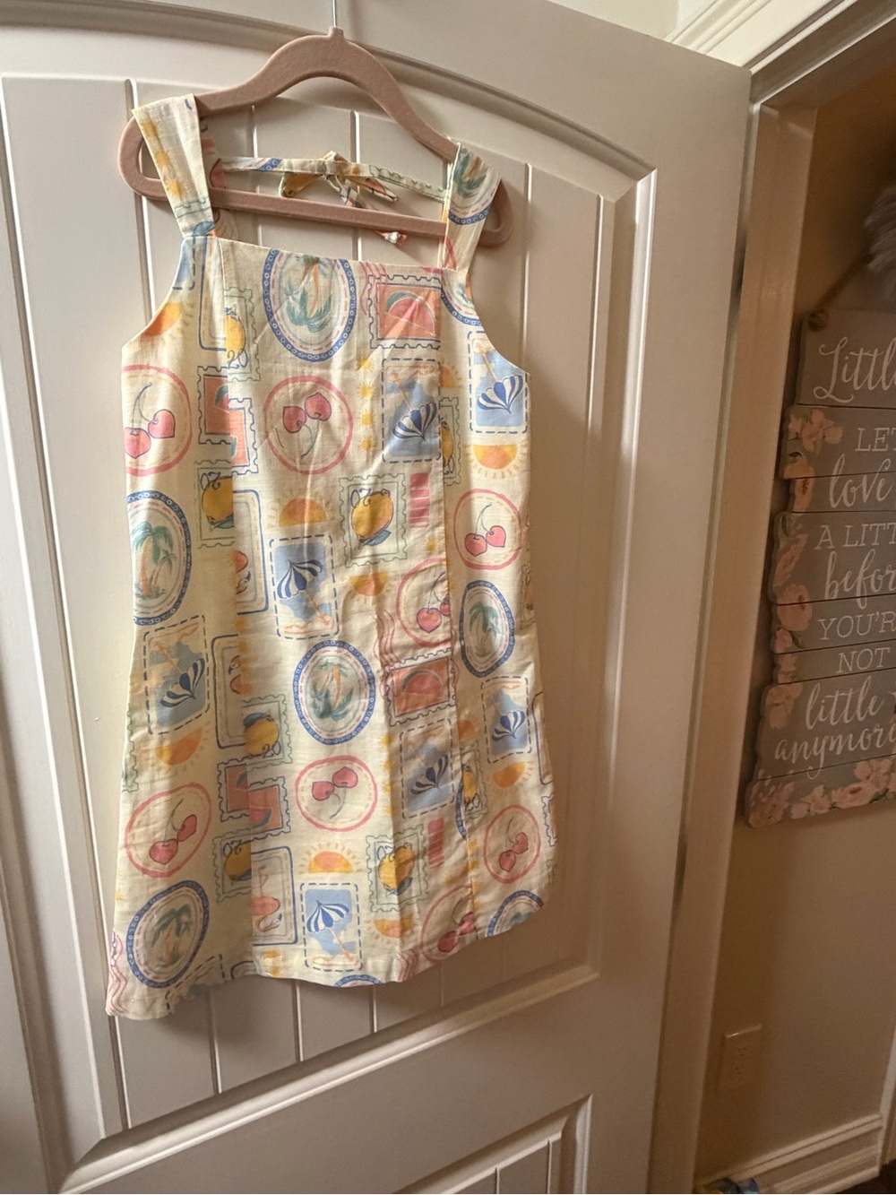 Girls' Pastel Print Linen-Blend Sundress - Yellow